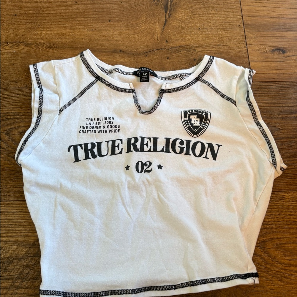 True Religion White Short Sleeve Tee